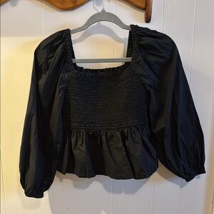 Black Smocked Women's Top